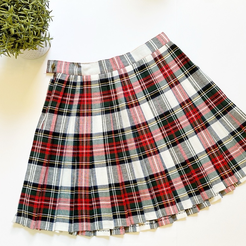 Vintage - Plaid pleated skirt
